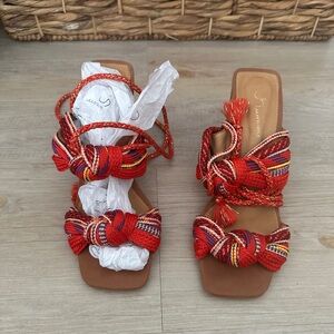 Juliana Heels Vibrant Red Knotted Sandals